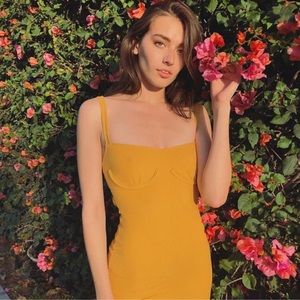 Reformation Yellow/Mustard Jayne MIDI Dress